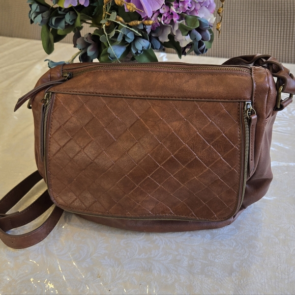 None Handbags - Brown Quilted Crossbody Bag
